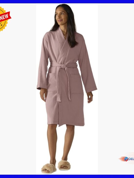 Other - Lightweight Terry Robe Organic Cotton Unisex Bathrobe Adjustable Belt